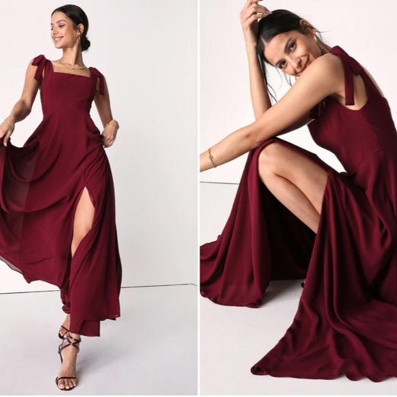 LULU's Prom Wedding Bridesmaid Flowy Romantic Sexy Chic Elegant Maxi Dress - Picture 7 of 8